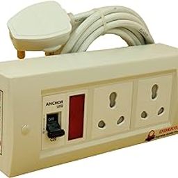 INDRICO AC Switch Board with MCB Multi Outlet Extension Fitted with,2 16A Sockets, Indicator,1 MCB 20A with 4 Metre 1.5 mm 3 core Copper Chord 2200 Watts with 15 Amp Plug PVC White Pack of 1-22