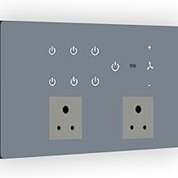 IOTICS Smart Wifi Switch Board: 7 x Switch, 1 Fan & 2 Smart Plug Module. Touch Control, Remote, App Control. Voice Control with Alexa & Assistant. Smart Touch Switch Board For Home Automation (Grey)-10