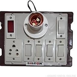 Silcon Electric Switch Board (4 Switches, 1 Three Pin, 1 Bulb Holder, 1 Fuse) 'AN'-29