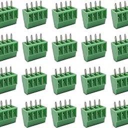 REES52 20 pcs 4 Pin 2.54MM (0.1inch) Pitch Screw Terminal Block Connector Green 320V 6A PCB Mount Screw Terminal Block Connector-picture-14