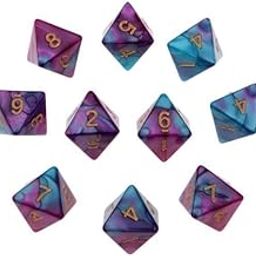UJEAVETTE 4x10pcs Multi-Sided Dice Polyhedron Dice D8 for D&D TRPG Table Game Purple+Blue-image-44