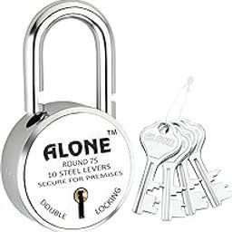 Alone Round 75mm Lock for Home Gate Shop Shutter, Double Locking 4 Keys, Chrome Finish, Dust & Corrosion Resistance. (Pack of 1)-picture-10