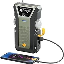 Emergency Hand Crank Radio, Solar Portable FM/AM NOAA Weather Radio with 4000mAh Power Bank SOS Alarm LED Flashlights Phone Charger for Camping Indoor Outdoor (Green in)-17
