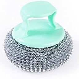 SIGNY Dishwasher Scrubber Pairs with Detachable Handle (Set of 2) | Vessel Cleaning Brush, Metal Scrubber with Grip for Kitchen | Ideal for Washing Pans, Tawas, Cooker, Brass Utensils Multicolour-image-2