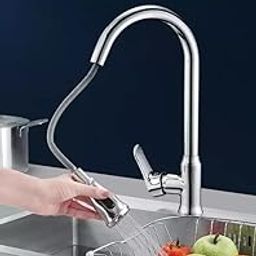 Plantex Pull-Down Kitchen Sink Tap/Pure Brass Sink Tap for Kitchen Basin with 360⁰ Swivel Spout/Kitchen Sink Faucet- (Chrome)-image-51