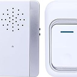 Tech Vibes Wireless Door Bell Kits for Home and Calling Bell for Office Use, 150 Meter Operating Range with 38 Chimes, LED Light, 4 Level Volume and 1 Receiver & 1 Push Button Transmitter- White-12