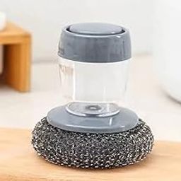 GOSHTI ENTERPRISE Automatic Liquid Tank Kitchen Utensils Sink Cleaning Brush Scrubber, Dish Bowl Washing Brush with Soap Dispenser Handle Sponge with Wok Brush Kitchen Pot Cleaner Tool (2 Pack)-38