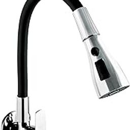 Brass Kitchen Sink Tap ST-45023 Flexible Neck Black Triple Flow 3 Function Shower Flow/Foam Flow/Anit Splash Wall Mount-18