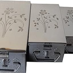 GinoSet® Stainless Steel Locker Jewellery box With Laser Printed Design Size -8.1 Inch, 10.1 Inch, 12.1 Inch. (Multi-Pack of 3 Box)-picture-15