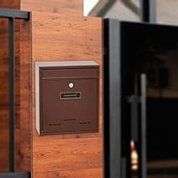 The Style SutraWall Mount Mailbox Lockable Drop Box Rainproof Mail Box for door Gate Brown-picture-18