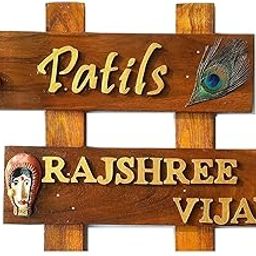 Vasu Art's Name Plate for House Handmade Hanging Teak Wood Waterproof Customizing 20 x 12 x 2 Inches-0