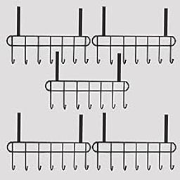 JD FRESH 5 Pieces Premium Stainless Steel Door Hangers for Clothes/Cloth Holder/Drill Free Hooks for Hanging Towel/Pants/Jeans/Caps/Over the Door Hanger for Bathroom/Kitchen/Living Room(Black/7 Hooks)-image-11