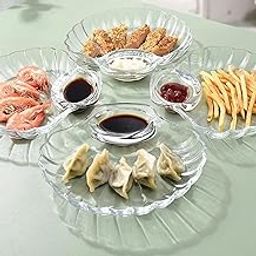 Dumpling Plate with Dipping Saucer Flatware for Celebrations Noodles Burgers 2Pcs-image-26