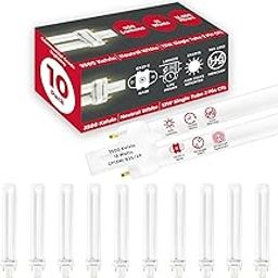 GoodBulb 13 Watts Cfl Bulbs | Gx23 2-Pin Base 3500K Neutral White | 13W High Power 800 Lumens | Compact Single Tube Plug-In Fluorescent Bulbs | Pack of 10-picture-1