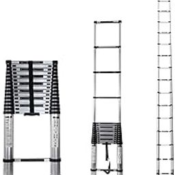 Corvids 6.2m (20.5 feet) Portable & Compact Aluminium Telescopic Ladder | 2-Year Warranty | EN131 Certified 16-Steps Foldable Multipurpose Collapsible Ladder for Home & Outdoor use Silver-image-34