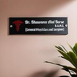 iCreations® Office Name Plate with White Acrylic Embossed Letters on Matte Black Plate (4x12 Inch) | Personalized Door Name Plate for Office, Home, Flat, Outdoor-image-97