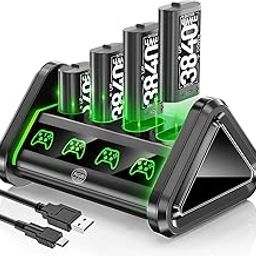 OIVO 4 x 1500 mAh Xbox Battery for Xbox Series X|S/Xbox One, Xbox Batteries with Fast Charging Station for Xbox Series X|S/Xbox One/Xbox One Elite Controller ( 1500mAh=3600mWh)-16