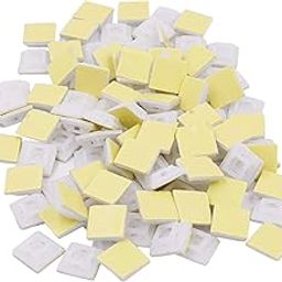 Self Adhesive Zip Cable Tie Mount for Wire, Clips, Cable Management 18x18(mm), 100pcs/Pack - White - Convenient and Secure Cable Tie Mounts - Pack of 100-11