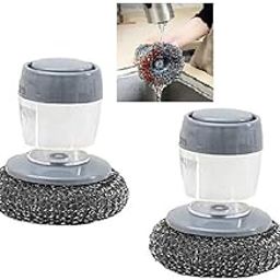 LAKSHMINARAYAN SALES Wok Scrubber Brush,Cleaning Brush Stainless Steel Scrubber with Liquid soap Dispenser, Pot Pan Sink Scrubbing Tool (Wok Scrubber brush-2pcs)-image-65