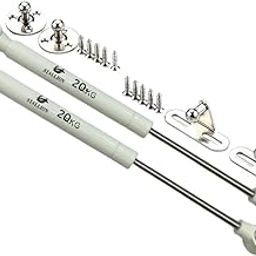 Stallion 200 N Hydraulics Gas Spring Stay STRUT Pneumatic Lift Support Cabinet Hinges Support, Capacity 20 KGS, Size 10 INCHES (Pack of 2 PCS),Material:Iron, Color:White (200 N (20kg), 2, Piece)-94