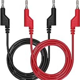 Sumnacon 2Pcs 1M 4mm Banana to Banana Plug Soft Silicone Test Cable Lead for Multimeter,1000V/15A,Black+ Red-picture-17