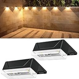 Ellasay Solar Fence Lights Outdoor: IP65 Waterproof RGB Solar Powered with 8 Lighting Modes - Wall Decor for Garden Patio Backyard Balcony Porch 2 Pack-image-66