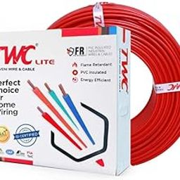 TWC Red-1.5 SQMM-90 METER Lite Core Electrical Wire | Insulated PVC Copper Wire | Cable for Domestic & Industrial Connection Purpose | Flame Resistant-13