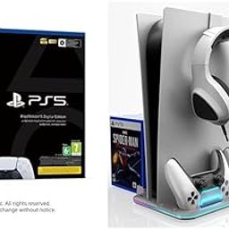 Sony PlayStation®5 Digital Edition (slim) Console Video Game & Ant Esports Dock5 RGB with Cooling Fan and Dual Controller Charger Station, PS5 Console Disc & Digital Edition-5