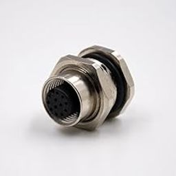 M12 Female 12Pin Solder Cup Panel Receptacles Waterproof Shiled A Coded Straight Front Mount Cable Solder-image-13