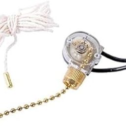 PE - Single Circuit Pull Chain Switch, ON-OFF, All Angle Pull, Brass Plated, Electric Applications, 6 Inch 18 Wire Guage (AWG) Wire Leads, Nickel Plated, Industrial/Emergency Equipment & Lighting-image-99