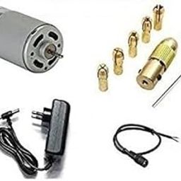 SP Electron Combo 12v 555 DC Motor 12000rpm High Speed with Drill Chuck Kit for DIY Projects RS-555 Brushed Motor High RPM with 12v 2 Ampere Adapter-15