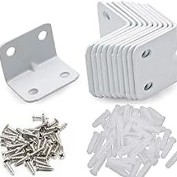 Rpi shop - 12 Pcs Heavy Duty Corner L Angle Bracket, 1 Inch X 1 Inch (25mm X 25mm) Corner Braces with Screws, Powder Coated 90 Degree Joint L Shape Bracket for DIY Projects, Furniture, etc-16