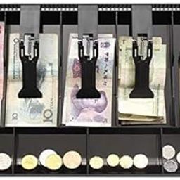 Cash Drawer 5 Bills 4 Coins ABS Cashier Storage Box for Super Markets | 40.4 X 24.4 X 3.6 cm | Black-picture-23