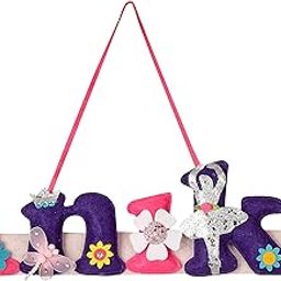 Li'll Pumpkins™ Handmade Ballerina Doll Name Alphabet Personalized Theme Hanging For Kids Décor Wall Plaque And Name Plate (Pack Of 1, 5 Letters, Multicolor)-image-60