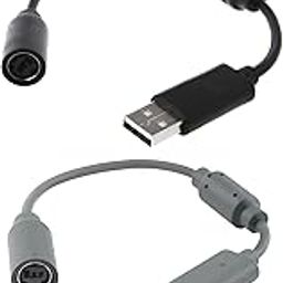 2 Pack Replacement Dongle USB Breakaway Cable for Xbox 360 Wired Controllers, Extension Adapter Cable for Xbox 360 (2, 2 Pack Black+Gray)-63