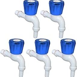 Nilsons 5PCS Nozzle Bib Cock Combo | Hose-Compatible Outlet | Wall Mounted Fitting with Crystal Blue Handle | 15mm Inlet | Unbreakable PVC Body | Leakproof for Washing Machine, RO, Garden-image-24