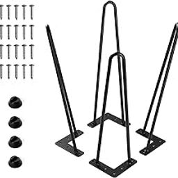 Ironalita 18 Inch Hairpin Legs for Furniture Set of 4, Heavy Duty Industrial Metal Table Legs with 3/8" Black Solid Iron, DIY Hair Pin Legs for Coffee Table, Bench, End Table with 4 Floor Protectors-16
