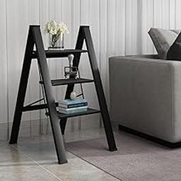 ZURITY 3 Step Folding Stool, Heavy Duty Metal Step Stool with Wide Anti-Slip Steps & Handgrip, Lightweight Ladder, Portable Step Ladder for Home, Kitchen, Office, (Pack of 1)-image-97