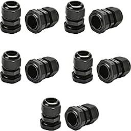 Bettomshin 10Pcs Plastic Waterproof NPT1 Cable Glands Joints Adjustable Connector Black for 8-14mm Dia Cable-image-3