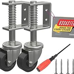 Uscaster 2 Inch Gate Caster for Wooden Gate, 80 lbs Capacity, 360° Rotating,Solid Rubber Wheel, Spring-Loaded,with Mounting Screws & Screwdriver (2Pack)-62