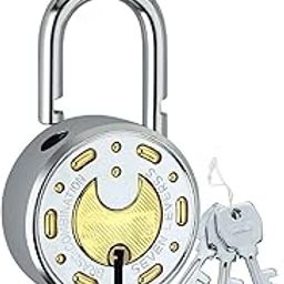 HOMITURE Heavy Duty Stainless Steel Door Lock Round Talaa 63mm with 3 Keys Brass Combination Double Locking 8 Levers Padlock Rust Proof Security House Lock for Home Office Shop Pack of 1-image-72
