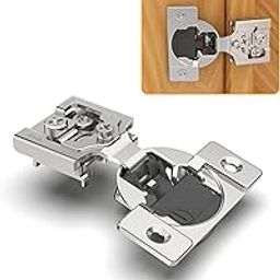 Chibery 50 Pack 1/2" Overlay 4D Soft Close Concealed Hinges for Face Frame Door, Adjustable Closing Speed, Self Close Satin Nickel, 105° Open Angle Concealed Stainless Steel Hinges for Cabinet-71