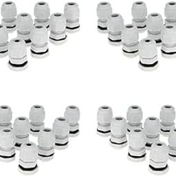 Bettomshin 100Pcs Waterproof PG7 Cable Gland Plastic Cable Glands Joints Adjustable Connector Silver for 3-6.5mm Dia Cable-65