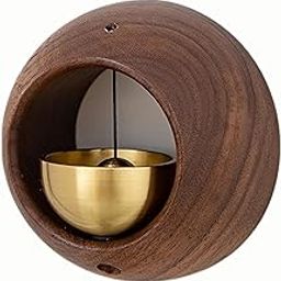 HASTHIP® Wooden Door Chime Beech Wooden Brass Bell Round Door Bell for Home, Decorative Magnetic Doorbell Dopamine Doorbell, Shopkeepers Door Chime-24