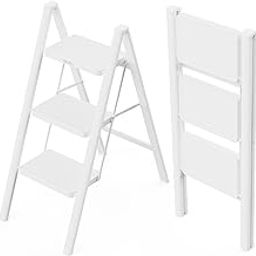 Olpad Folding 3 Step Ladder Stool with Wide Pedals, Safe & Comfortable Ladder Kitchen,Office,Outdoor Use Sturdy Steel Ladders Anti-Slip Feet Pedal for Adult,Kids Supports up to 150 KG-image-62