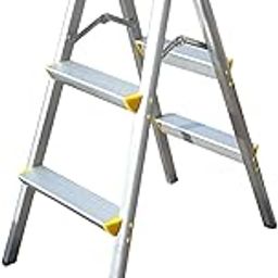UJEAVETTE Step Ladder 3 Step Stool Kitchen Nonslip Supermarkets Adults Foldable Ladder-image-0