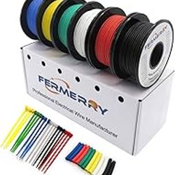 28 AWG Silicone Wire Kit Spool 25ft Each 6 Colors Flexible 28 Gauge Electrical Silicone Hook up Wire Tinned Copper Wire from Fermerry-15