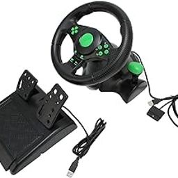PC Steering Wheel, Vibration Feedback USB 4 in 1 Hot Plug Technology PC Racing Wheel for PS2-image-21