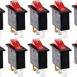 [ Pack of 10 - Pieces ] 15 Ampere 250V/20A 125V 3 Pin 2 Position Mini Boat Toggle Snap AC Rocker Switch KCD3 Red Light Illuminated LED ON/OFF-picture-23