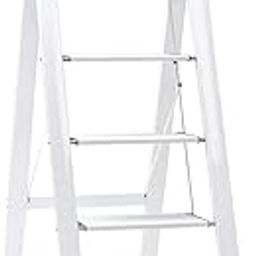 Corvids 4-Steps Premium Folding Step Stool | 2-Year Warranty | Wide Anti-Slip Pedal, Portable Lightweight Aluminum Step Ladder for Home and Office Use (White)-image-61